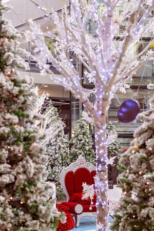 Mackay, Queensland, Australia - November 2019: Christmas decorations at Santa photos area in Caneland Shopping Centerのeditorial素材