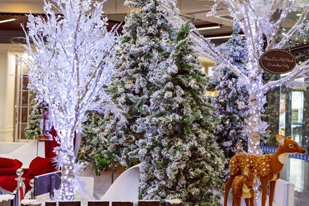 Mackay, Queensland, Australia - November 2019: Christmas decorations at Santa photos area in Caneland Shopping Centerのeditorial素材