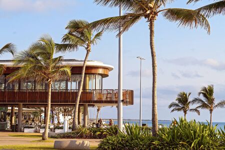 Yeppoon, Queensland, Australia - December 2019: Early morning diners for breakfast at the lagoon cafe on the beachのeditorial素材
