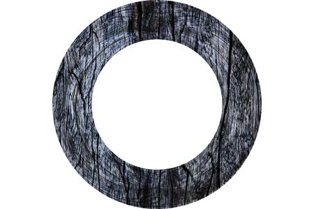 Circle illustration of dark timber on white backgroundの写真素材