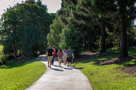 People out walking in the park after the lifting of isolation restrictionsの写真素材