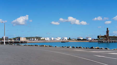 Mackay, Queensland, Australia - June 2020: Industrial Port Of Mackay with it's sugar and grain storage for loading shipsのeditorial素材