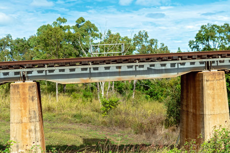 Railway bridge for carrying freight across a country creek