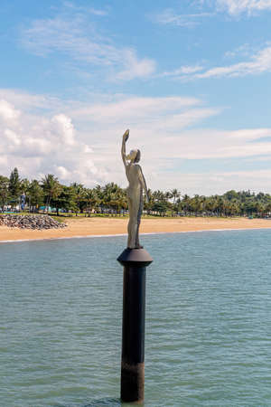 Townsville, Queensland, Australia - June 2020: Ocean Siren lighting sculpture is a visual representation of reef water conditionsのeditorial素材