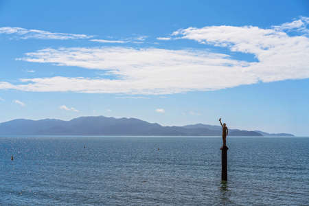 Townsville, Queensland, Australia - June 2020: Ocean Siren lighting sculpture is a visual representationのeditorial素材
