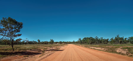 An unsealed dirt and dusty road in the Australian outback