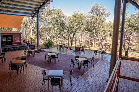 Undara Volcanic National Park, Queensland, Australia - June 2020: Dining and gathering area for guests at outback resortのeditorial素材