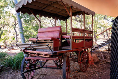 Undara Volcanic National Park, Queensland, Australia - June 2020: An old horse drawn buggy on display to touristsのeditorial素材