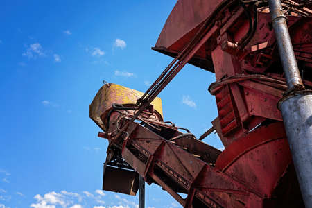 Thrash blowing chute of a vintage sugar cane harvesterの写真素材