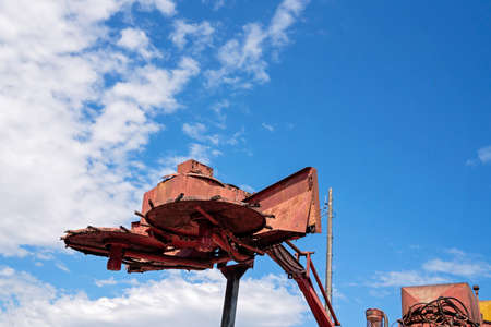 Hydraulic topper of a vintage sugar cane harvesterの写真素材