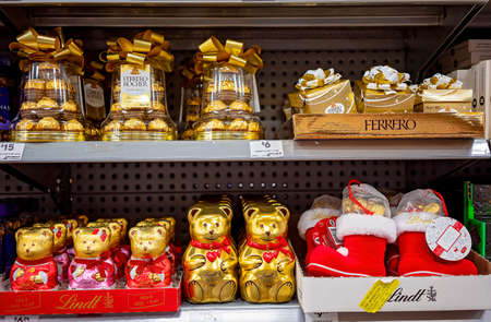 Townsville, Queensland, Australia - October 2020: Chocolate confectionery for sale in the lead up to the Christmas festive seasonのeditorial素材