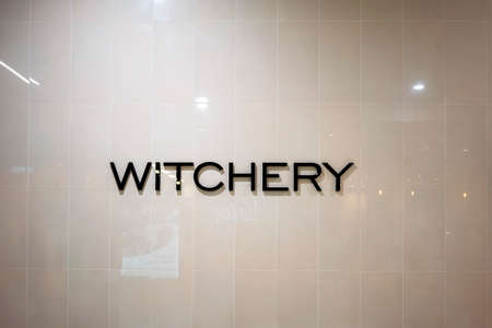 Townsville, Queensland, Australia - October 2020: Witchery signage on city shopping center tiled wallのeditorial素材