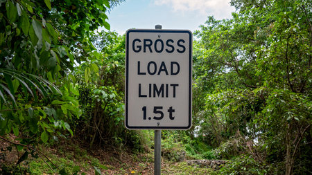 Gross load limit signage amongst the bush