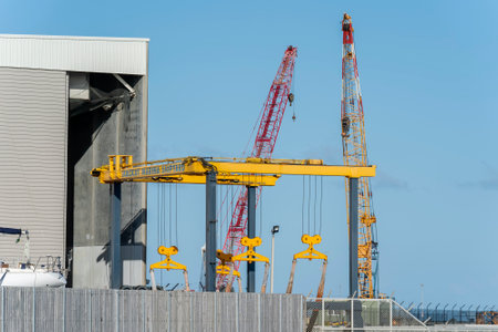 Mackay, Queensland, Australia - January 2021: A shipyard that moves boats in and out of the water for repairsのeditorial素材