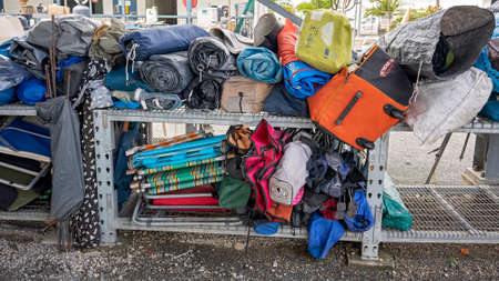Mackay, Queensland, Australia - January 2021: Folding chairs for sale at the local tip shopのeditorial素材