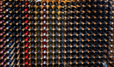 Brisbane, Queensland, Australia - March 2021: Close up of racks of wine for sale at popular wineryのeditorial素材