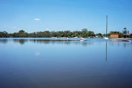 Brisbane, Queensland, Australia - March 2021: Cable wakeboard water ski parkのeditorial素材