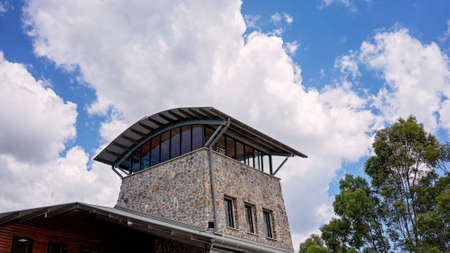 Brisbane, Queensland, Australia - March 2021: Close up of the architecture of a well known winery cellar door buildingのeditorial素材