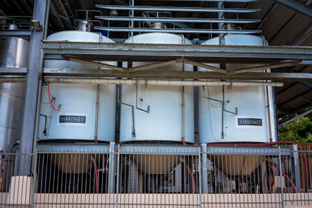 Brisbane, Queensland, Australia - March 2021: Wine fermentation storage vats at hinterland wineryのeditorial素材