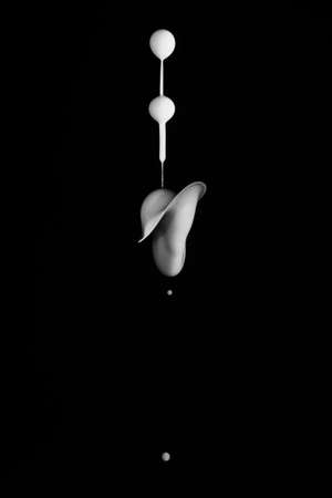 GRAIN ADDED for effect to black and white water drop collision - Liquid Drop Artの写真素材