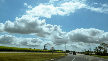 Mackay, Queensland, Australia - October 2021: Peak Downs highway into the city going under the overpass and towards the sugar millのeditorial素材