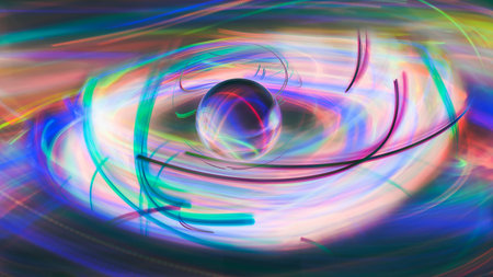 Soft and artistic light painting around a glass globe