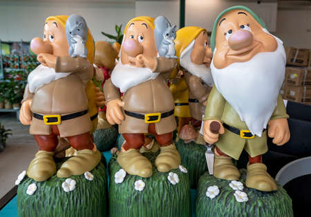 Mackay, Queensland, Australia - January 2022: Garden gnomes for sale in shopping center storeのeditorial素材