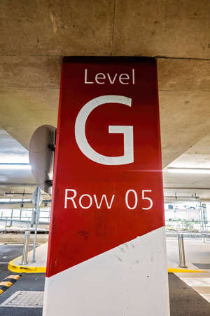 Car parking level and row sign in shopping center car parkの写真素材