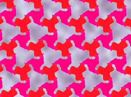 Colorful red and pink repeating pattern featuring shining silver metallicの写真素材