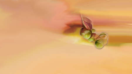 A smooth and simple background with round green seeds and leaves. Elegant and luxurious with copy space, digital background.の写真素材