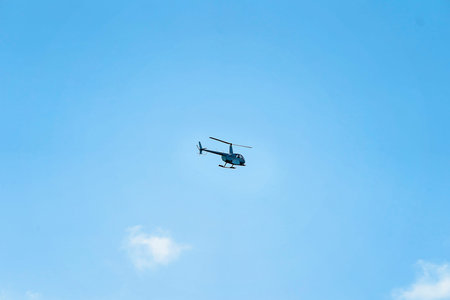 Airlie Beach, Whitsundays, Queensland, Australia - April 2022: A tourist scenic joy flight...