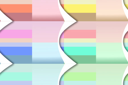 A paper curl and stripes repeated in different coordinating pastel colors. Seamless surface pattern....