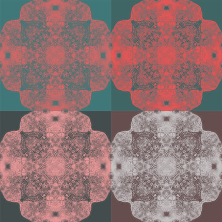 Hand painted squares in light shades of red pink green and brown with white. Seamless surface...