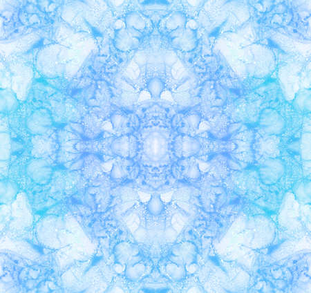 Delicate blue and aqua repeating pattern on white.の写真素材