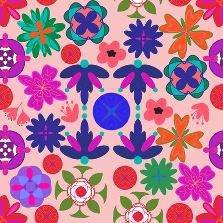 Colorful shapes clustered together to form a modern repeating pattern.