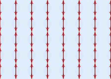 Red lines and drops with vertical orientation on off white or very light blue background. Small scale seamless repeat pattern.の写真素材