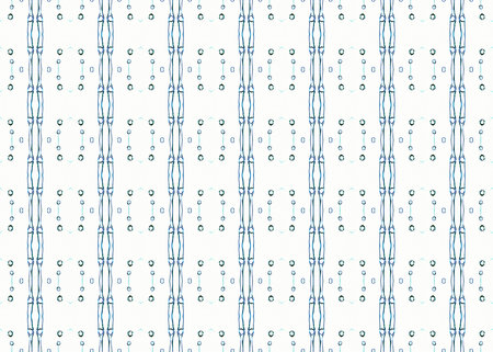 Vertical design of falling waterdrops in blue and white. Small scale repeating pattern.