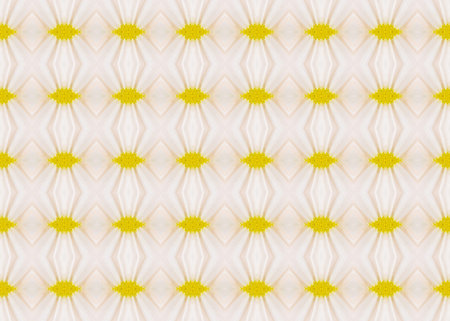 Seamless repeat pattern of shapes in yellow and cream.