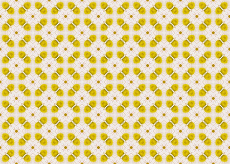 Seamless repeat pattern of shapes in soft yellow.