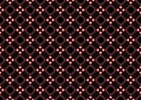 Seamless repeat pattern of ornate light and dark pink shapes.