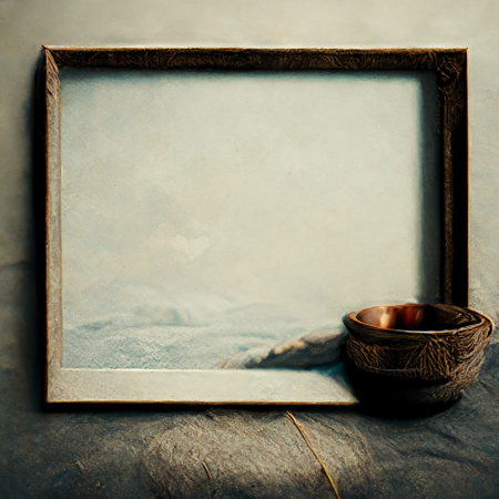 Ancient photo frame, painterly image in a very soft dreamy style - an ai generated creative illustration.の写真素材