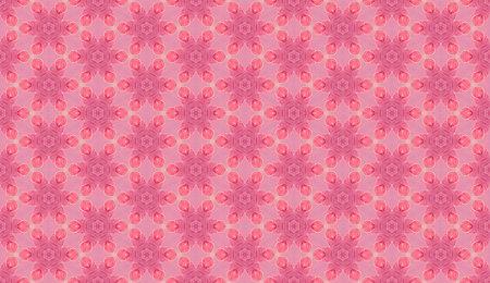 Soft painterly quilt fabric in pink pastel seamless geometric repeating pattern. Creative artistic illustration.の写真素材