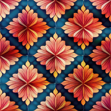 Floral pattern of geometric shapes in autumn tones. A creative illustration.