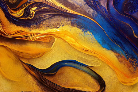 Natural luxury abstract fluid art painting using the alcohol ink technique to produce colorful waves and swirls. Creative illustration.の写真素材