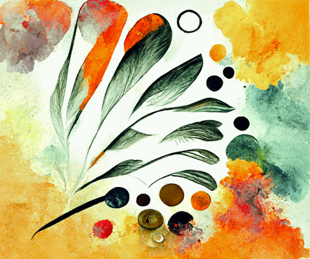 Ink and markers creative illustration on white background simulating hand drawn abstract color textures. Painted brush stroke design for card, invitation, placard, brochure, flyer, poster.の写真素材