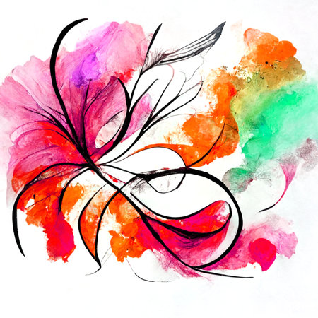 Ink and markers creative illustration on white background simulating hand drawn abstract color textures. Painted brush stroke design for card, invitation, placard, brochure, flyer, poster.の写真素材