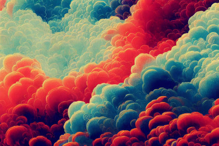 Wallpaper illustration bursting with color, ideal for use as a background, card, stationery or anything digital. Clouds of color.の写真素材
