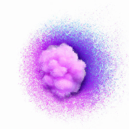 Powder explosion illustration with texture and color.