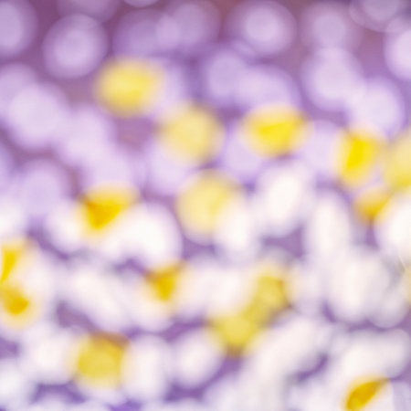 Blurred lights background texture to overlay onto images in your favorite editing program with specific blending modes. Bokkeh colors are purple and yellow.の写真素材