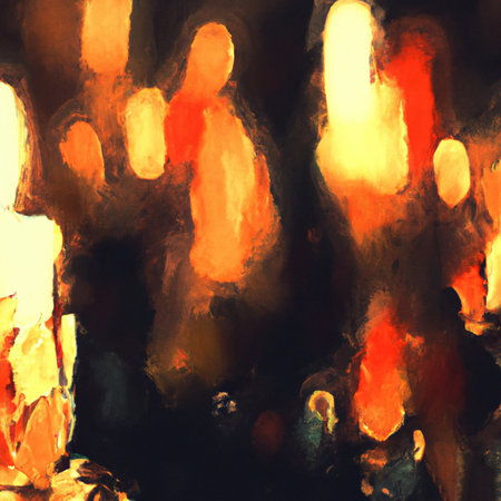 Painted backdrop illustration in shades of yellow, red, black and orange. This backdrop has multiple digital applications.の写真素材